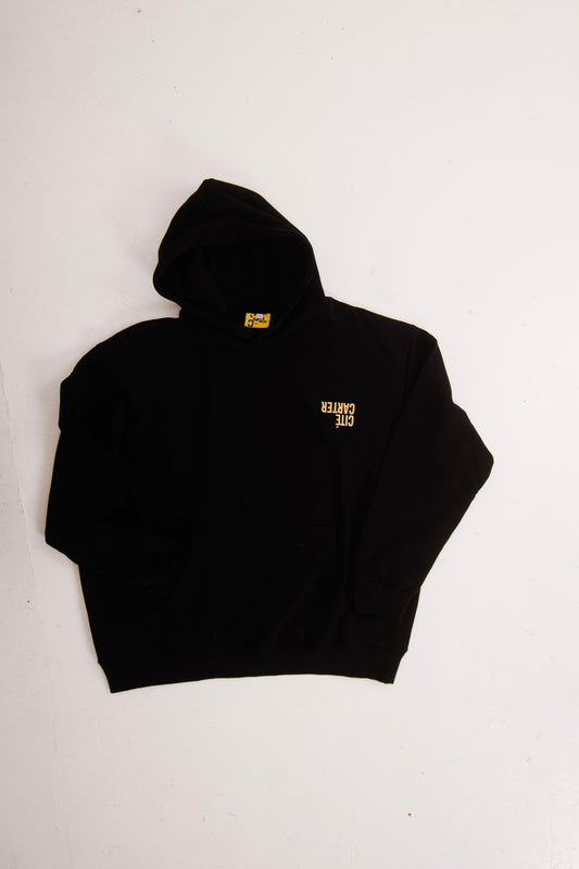 Streetwear black two-piece set with yellow accents